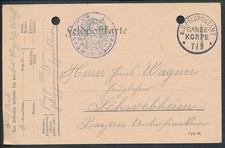 Feldpost Garde Korps Limburg 1915 Etappenkommantur 1.Wk. Schwebheim