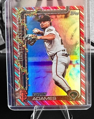 Willy Adames 2025 Topps Holiday RED CANDY CANE Stocking Stuffer SSP /10 #H110
