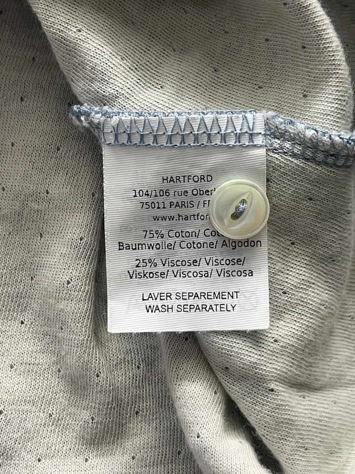 Camisa Hartford Henley Para Hombres XXL Azul Manga Larga Mezcla de Algodón Informal Foto 3 de 4