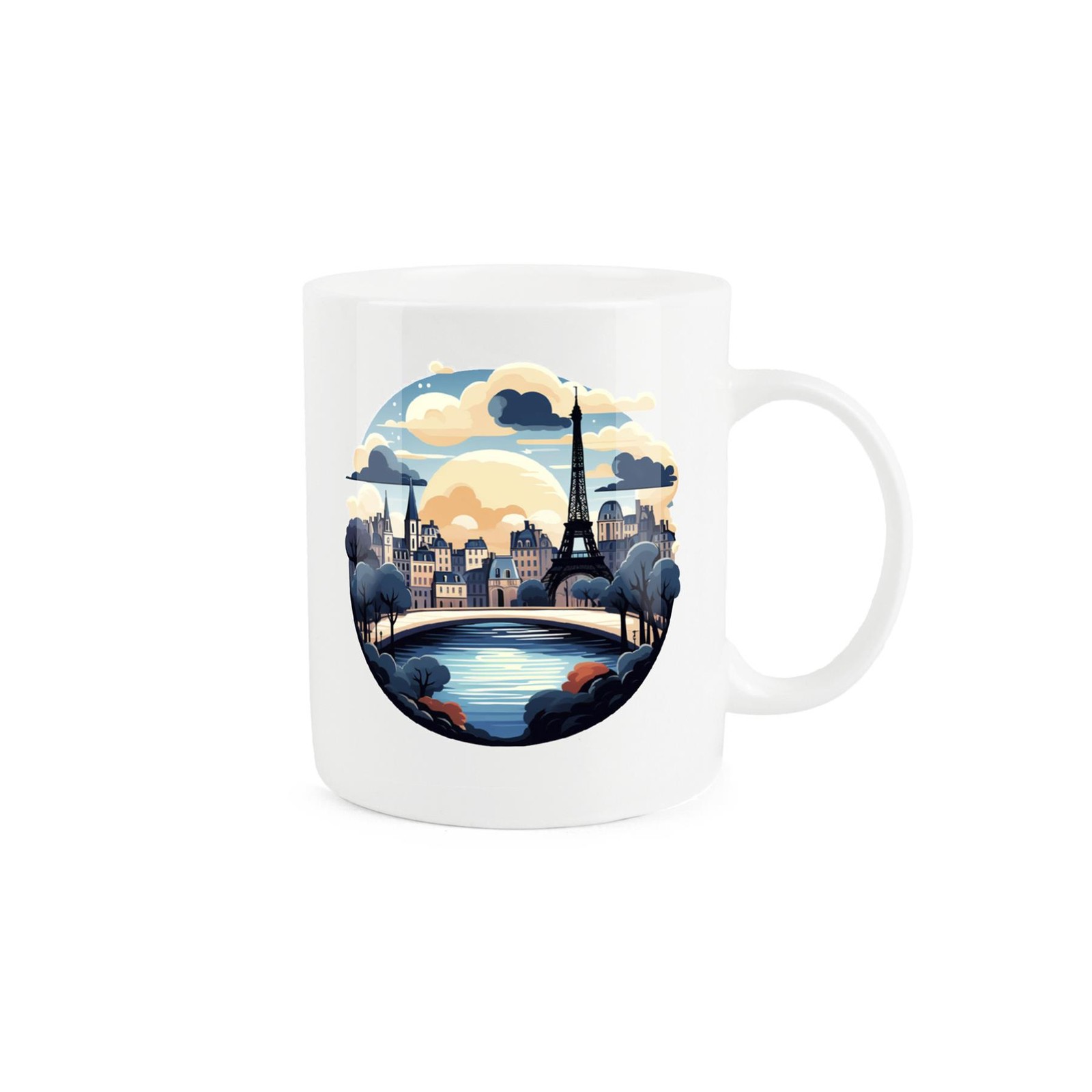 Bone China Paris Poster Style Mug - Eiffel Tower at Night Drinkware Gifts