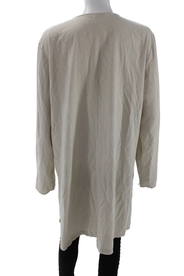 Cárdigan suéter crema Eileen Fisher para mujer seda negro abotonable talla M Foto 3 de 4