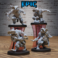 D&D Miniature - Mice Folk Raider Archer Set - 3D Model Print DnD RPG 4 Figuren