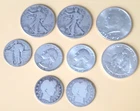 Lot 9 90% Silver Coins Walking Liberty Half Barber Quarter Standing Liberty SB11