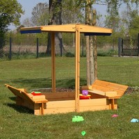 Sandkasten Mit Absenkbaren Dach, Holz Sandkasten Verstellbar, Sandkiste