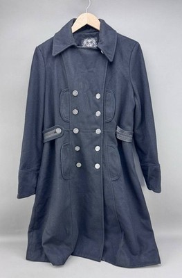 Vintage Esprit Y2K Womens Black Double Breasted Wool-Blend Coat Size L