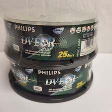 Philips Rewritable DVD R Spindle 2 Packs of 25, 120 mins, 4.76GB Data New