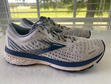 Men's Sz 10 Brooks Ghost 13 1103481D161 Running Shoes White/Gray/Deep Cobalt