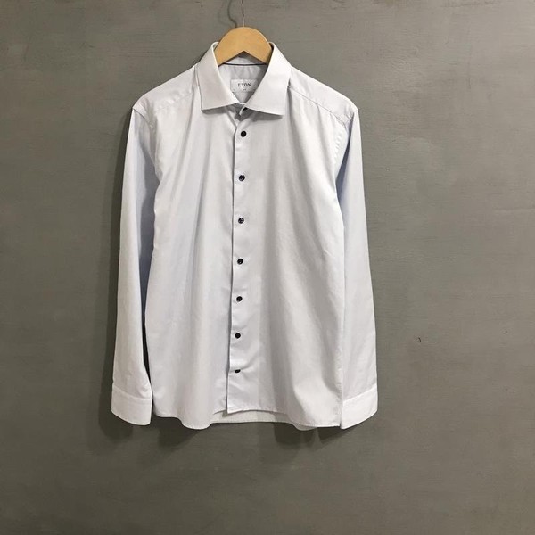Men Eton Shirt Blue Cotton 40 /L / 48 #1VSY