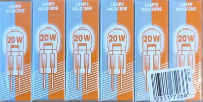 6x Halogen Stiftsockellampe - G4 - 20W - 12V - Halogenlampen - Halopin - neu,ovp