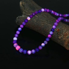 Purple Dragon Vein Agate Necklace Faceted Round Gemstone Beaded Jewelry 1442
