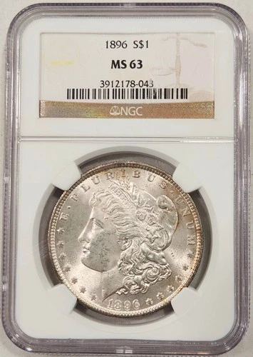 1896-P Morgan Silver Dollar ~ NGC MS63 Nice Coin Light Rim Toned
