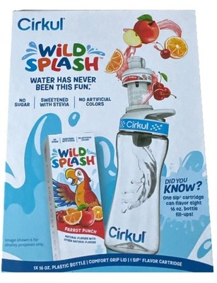 Cirkul 16oz BPA-Free Water Bottle Starter Kit with Wild Splash Parrot Punch, New