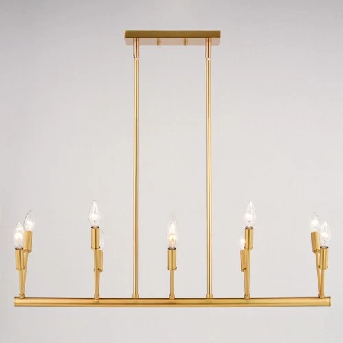 Vaxcel Lighting H0306 Warwick 10 Light 33"W Taper Candle Linear - Brass - Picture 3 of 10