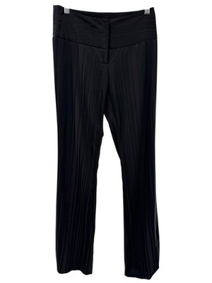 Cache Women s Black Satin Pinstripe Pants Size 0 Dress Slacks Wide Waistband