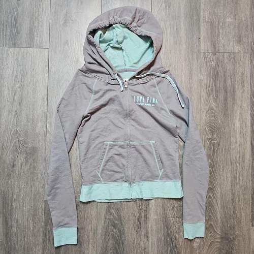 UNDERCOVER Felpa con cappuccio e zip intera Love ROSA Victorias Secret donna grigia come nuova taglia XS