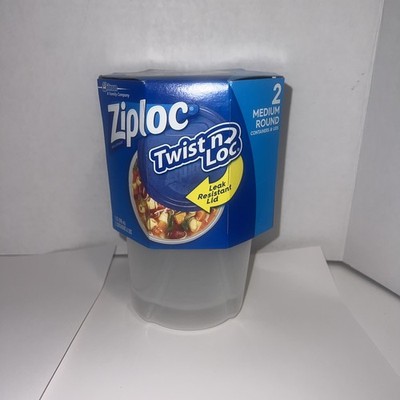 Ziplock Twist n Loc 2 Total Medium 1 Quart Round Containers & Lids NEW
