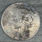 1923 D(?) Peace Silver Dollar 90% Silver $1 Circulated Coin Worn Discolored