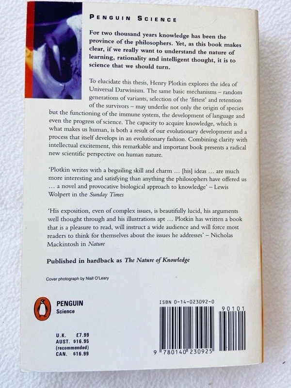 Darwin Machines And the Nature of Knowledge: Conc... by Plotkin, H. C. PB - Image 2 of 4