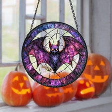 Bat Suncatcher: Gothic Stained Glass Window Hanging, Halloween Decor