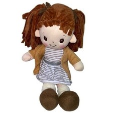 Linzy Rag Doll Brown Hair Striped Dress Cardigan Boots Plush Toy Kids