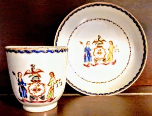 18th Cent. Qianlong Chinese Export Armorial Cup/Saucer arms of State of New York