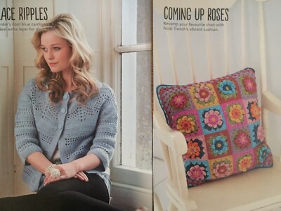Strickjacke & bunte Rosen Blumen Kissen Häkelanleitung