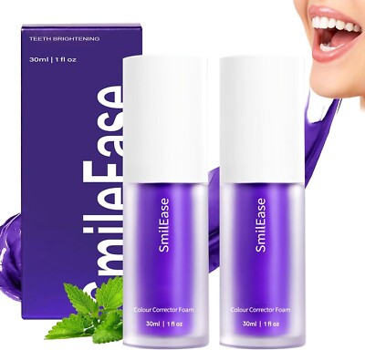 Purple Teeth Whitening Toothpaste 2PCS Herosmile Farbkorrektur Serum Zahnpasta L