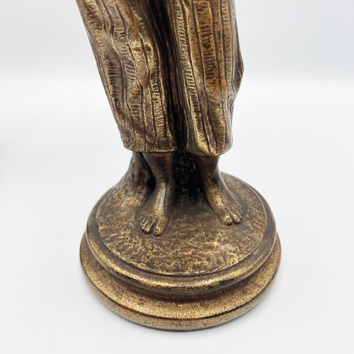 BORGHESE Vintage Pair of Italian Renaissance Chalkware Figurines Metallic Finish - Picture 9 of 16