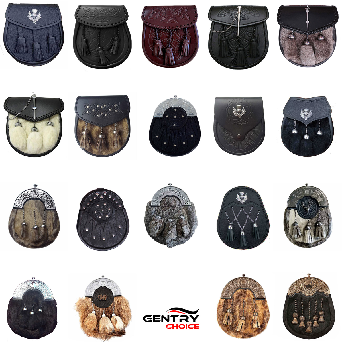 Mens Highland Kilt Sporrans Celtic Embossed Sporran Traditional