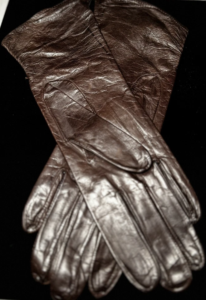 Guantes de cuero genuino marrón vintage forrados de gamuza para mujer talla 7 - mantecosos nuevos con etiquetas Foto 3 de 4