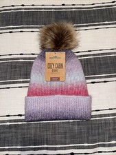 NWT Northeast Outfitters Cozy Cabin Youth Beanie Fur Pom Pink Warm Winter Ski