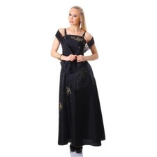 Glamour Lungo Gala Abito da Sera IN Taffetà Con Stola Nero #AK1152