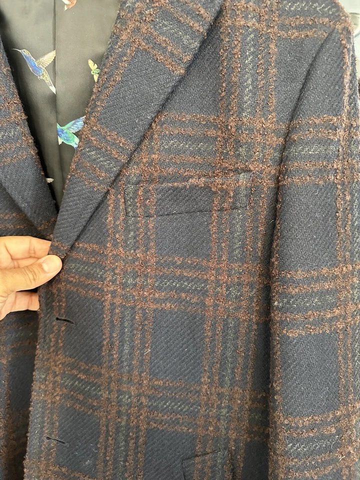 Abrigo Hombre Grande Marrón Azul Marino Foto 4 de 4