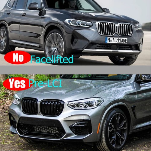 For 2018~2021 BMW X3 G01 X4 G02 Gloos Black Front Bumper Kidney Grille Grill 2x - Picture 3 of 11