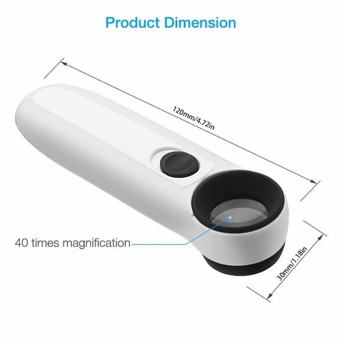 40X Magnifying Glass with 2 LED Light for Inspect Maps Stamps Jewelry - Picture 6 of 6