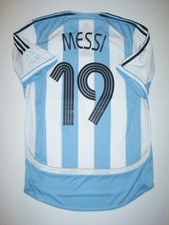 2006-2008 World Cup Adidas Argentina Lionel Messi #19 Kit Shirt Jersey Home