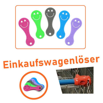 5 x Einkaufswagenlöser Smile SOFORT abziehbarer Einkaufswagenchip Gesicht Emote