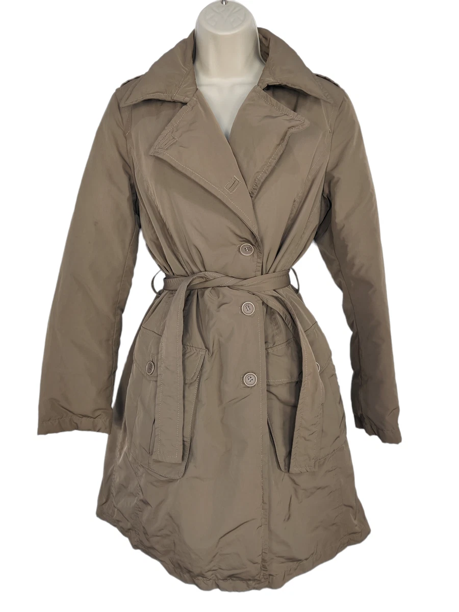 WOMENS ADD SIZE UK 16 BROWN ASYMMETRIC BUTTON BELTED GOOSE DOWN LONG COAT JACKET
