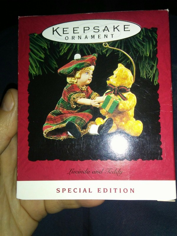 1994 Hallmark Ornament LUCINDA AND TEDDY ~ SPECIAL EDITION ~Teddy Bear Girl Doll