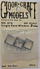 Gloor Craft Models HO Scale No. 876 Single Pane Window Set (3) NOS