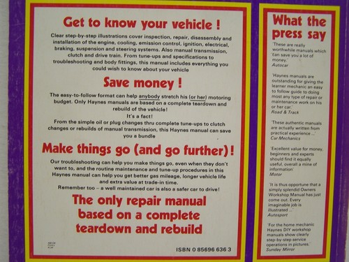 Haynes Corolla Tercell 1980 Thru 1982 Owners Workshop Manual All Models - Picture 5 of 11