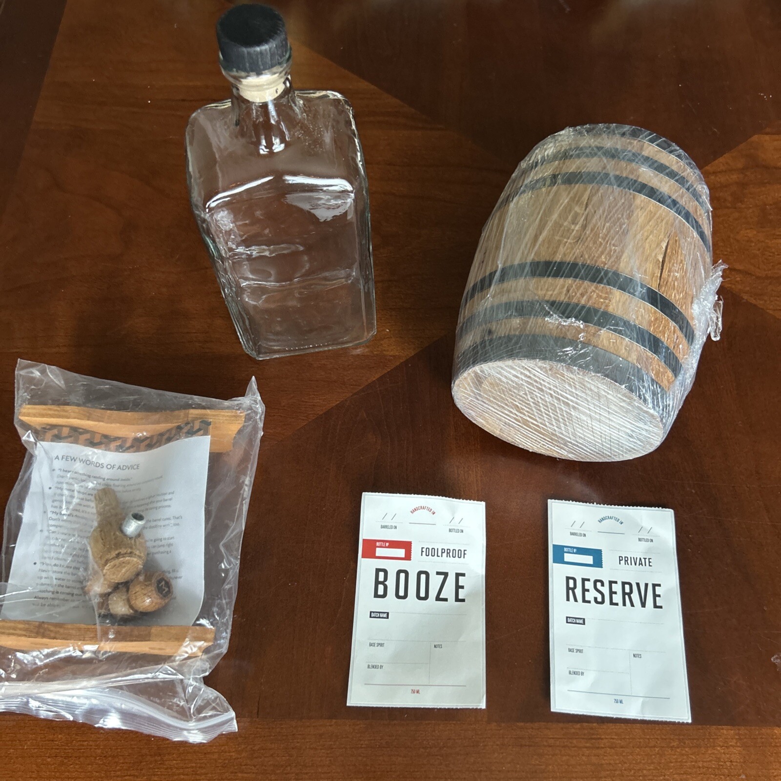 Marcellin Charred American Oak Mini Barrel Kit Tabletop Liquor Bar Decanter New