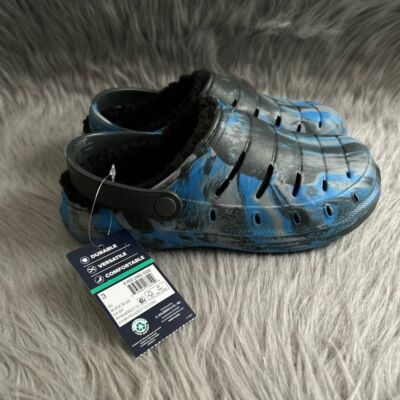 Rugged Shark Clogs Little Boys Size 3 Black Blue Swirl Slip On Shoes Sandals