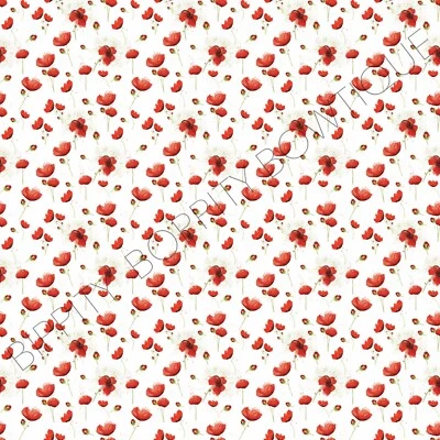 GORGEOUS "POPPIES" CANVAS PRINTED FABRIC SHEET..HAIR BOWS CRAFTS
