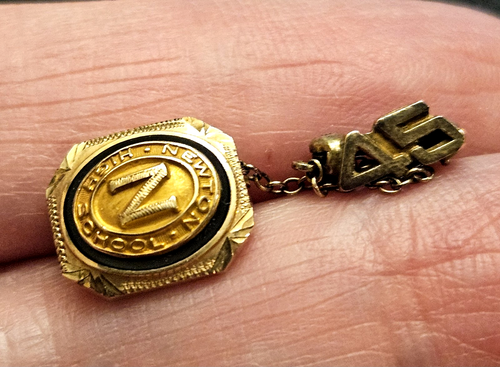 Marked 10K Yellow Gold 1945 NEWTON HIGH SCHOOL Pin with Catch Pin