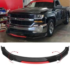 For Chevy Silverado 1500 Black+Red Front Bumper Lip Spoiler Splitter Body Kit