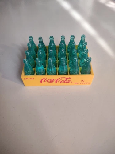 Vintage Mini Plastic Coca Cola Case with 24 Bottles Collectible Advertising Used