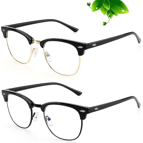Blue Light Glasses Anti-Eyestrain Lightweight 2 Pack Gaming Clear Lens-image