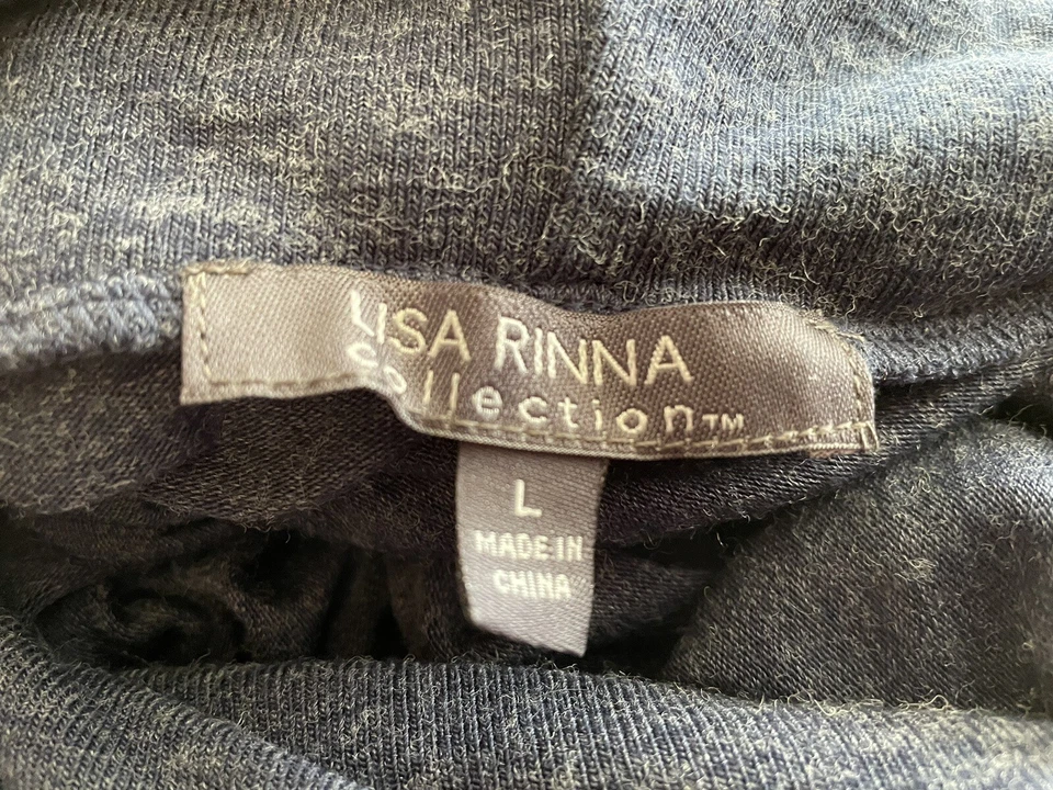 Suéter túnica Lisa Rinna Collection para mujer cuello capucha azul marino jaspeado suave talla L Foto 4 de 4