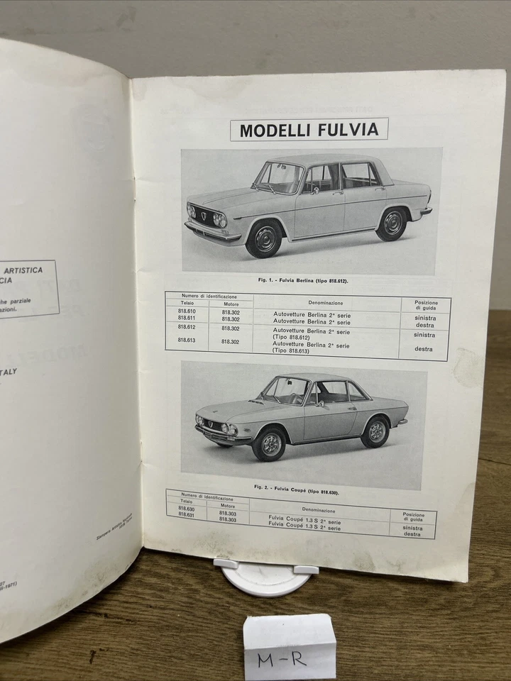 LIBRETTO DATI PRINCIPALI PER LE RIPARAZIONI MODELLI LANCIA FULVIA - Immagine 4 di 4